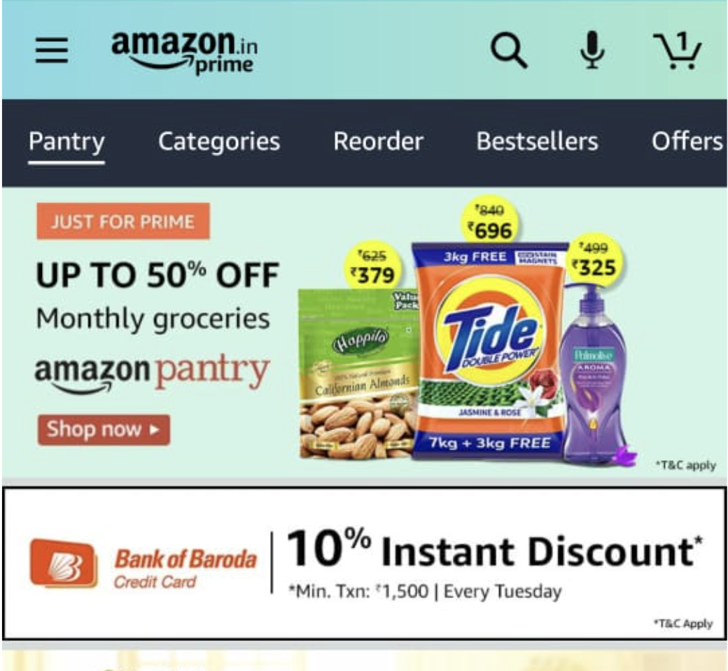 Amazon storefront for an organic food brand